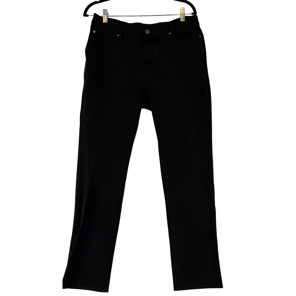 Escada‎ Sport Black Linda Straight Leg Jeans Logo Embroidery US 14/44 German Y2K